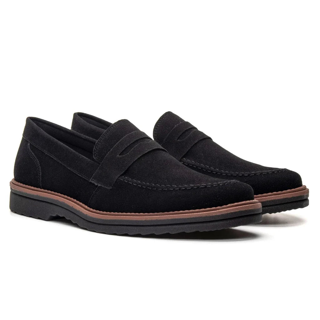 Loafer Axl mocassim Oxford Em Couro Camurça Legitimo