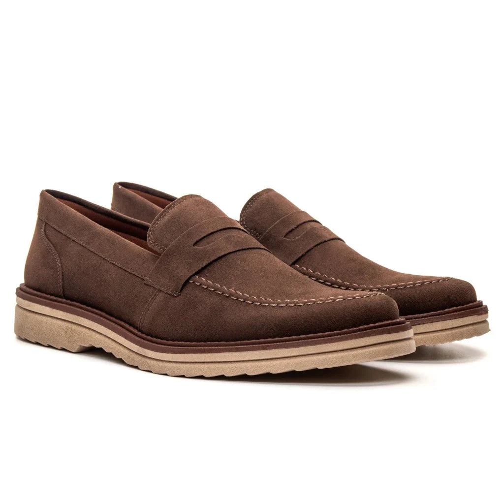Loafer Axl mocassim Oxford Em Couro Camurça Legitimo
